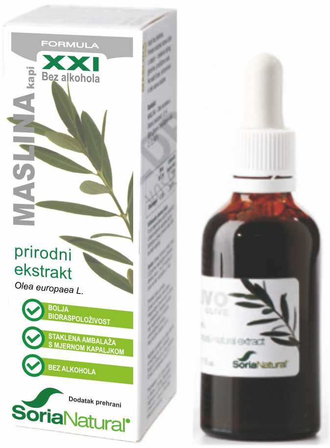 Maslina, list, bezalkoholni integralni ekstrakt 50 mL - Soria Natural