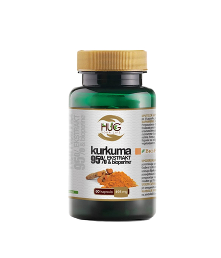 Kurkuma 95% ekstrakt & BioPerine, 60 kapsula - Hug Your Life